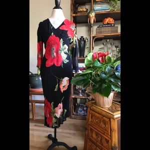 Citrine Poppy Romantic Dress Asymmetrical Hem Sz 4